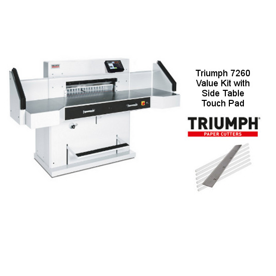 Triumph 7260 Automatic-Programmable Paper Cutter Value Kit with Side Table Touch Pad, 1 box Cutting Sticks and 1 extra Knife
