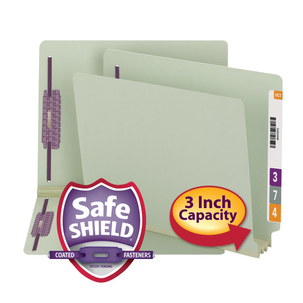 Smead 34725 End Tab Pressboard Fastener Folders with SafeSHIELD Coated Fastener Technology 1 box Hanging Folders
