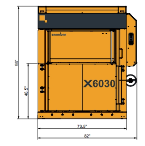 Bramidan X6030 Commercial Level Cardboard Box Vertical Baler 208/230/480 Volt 3 Phase - x6030
