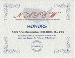 National Association Professional Executive Women Certificate Clara Arias-Baumgarten