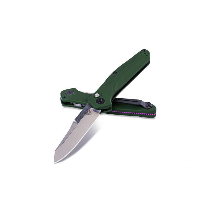 Benchmade 9400 Osborne AUTO Folding Knife 3.4" S30V Satin Plain Blade, Green Aluminum Handles - 94009400
