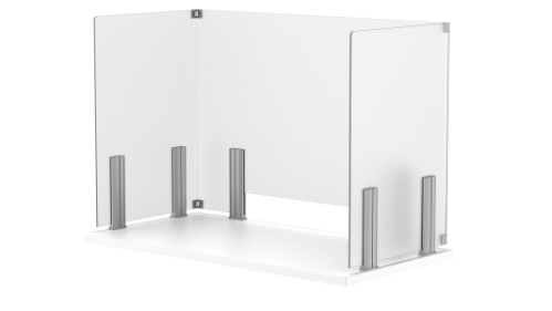 Fellowes ESI ACRU-362424-__-PST-FST-__ U Shape screen post bracket - Frosted 36" X 24" X 24" - ACRU-362424-__-PST-FST-__ACRU-362424-NG-PST-FST-BLK