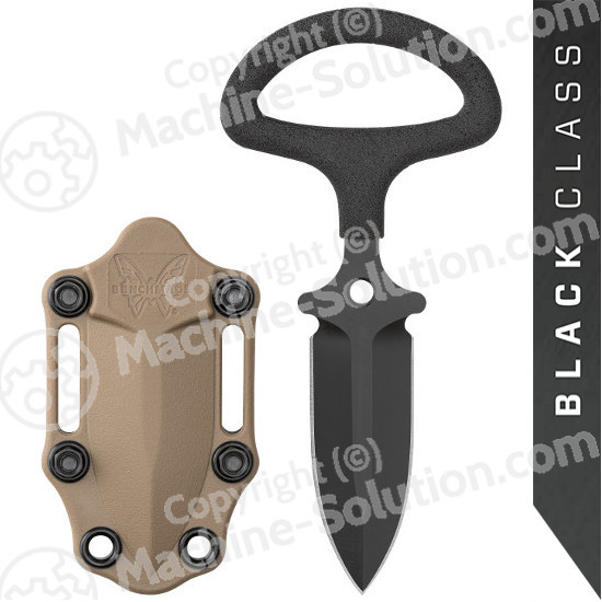 Benchmade 175BKSN CBK Push Dagger 2.5" Black Double Edge Spear Point Blade, Desert Tan Sheath included