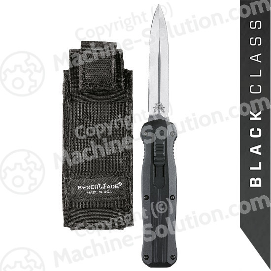 Benchmade 3320 Pagan AUTO OTF 3.96" Stonewash Double Edge Blade, Aluminum Handles, Sheath with MALICE CLIP included