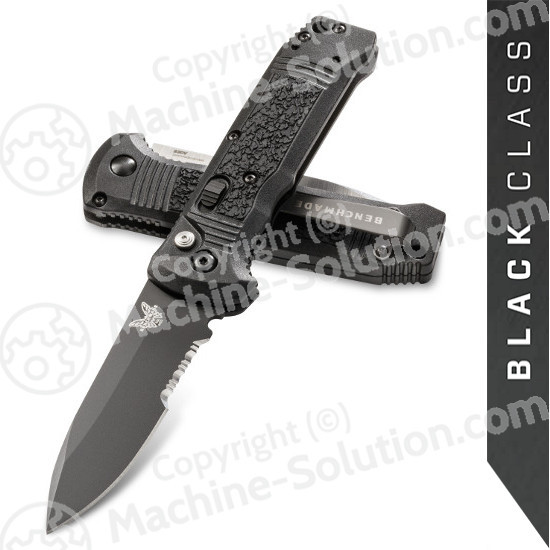 Benchmade 4400SBK Casbah AUTO 3.4" Black S30V Drop Point Combo Blade, Black Textured Grivory Handles