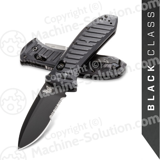 Benchmade 5700SBK Auto Presidio II Folding Knife 3.72" Satin S30V Blade, Milled Black Aluminum Handles