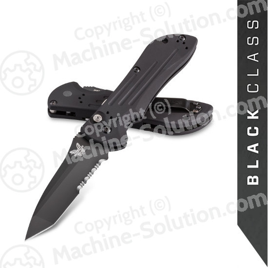 Benchmade 9101SBK AUTO Stryker 3.6" Black Combo Tanto Blade, Aluminum Handles
