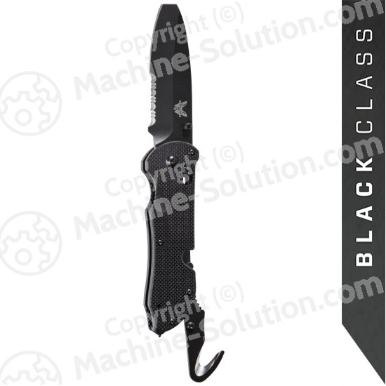 Benchmade 916SBK Triage Rescue Knife 3.5" Black Combo Blunt Tip Blade, Black G10 Handles, Safety Cutter, Glass Breaker