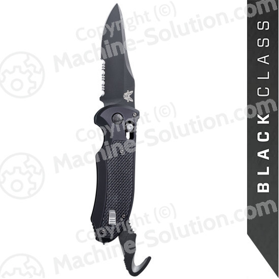Benchmade 9170SBK AUTO AXIS Triage Rescue Folder 3.58" Black Combo Blade, Aluminum with Black G10 Inlays