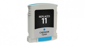 Compatible InkJet HP  11 Cyan - Page Yield 1750 inkjet cartridge, remanufactured, compatible, printer, ink, c4836a (#11), hp 11 - business inkjet 1000, 1100d, 1100dtn, 1200, 1200d, 1200dn, 1200dtn, 1200dtwn, 2200, 2200se, 2200xi, 2230, 2250, 2250tn, 2280, 2280tm, 2300, 2300dtn, 2300n, 2600, 2600dn, 2800, 2800dt, 2800dtn; color inkjet cp1700, cp1700d, cp1700ps; designjet 100, 100 plus, 10ps, 110, 110 plus, 120, 20ps, 50ps, 70; officejet 9110, 9120, 9130, pro k850, pro k850dn - cyan