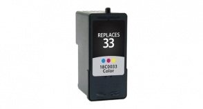 Compatible Lexmark 33 Ink Tri-Color - Page Yield 190 inkjet cartridge, remanufactured, compatible, printer, ink, 18c0033 (#33), lexmark #33 - photo multifunction p4330, p4350, p6250, p6350; multifunction x3350, x5250, x5270, x5400, x5450, x5470, x7170, x7350, x8350; color jetprinter z816; photo jetprinter p315, p450, p915; home copier plus - tri-color