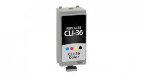 Canon CLI-36 Ink Color - Page Yield 249 inkjet cartridge, remanufactured, compatible, printer, ink, 1511b002 (cli-36), canon pixma ip100, pixma mini260, pixma mini320 - color