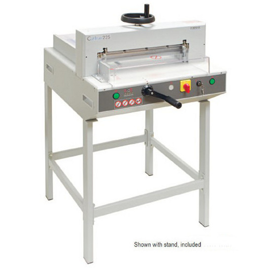Formax Cut-True 22S Electric Paper Cutter - Shown with stand, included
