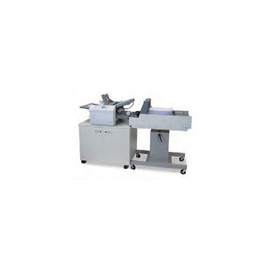 FD 38X in-line with optional V-Stack36 Vertical Stacker, stand and cabinet