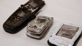 Cell Phone Destroyed after processed through MediaVise Compact