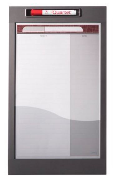Quartet 72984 InView Custom Whiteboard, 12" x 20 1/2", Total Erase, Graphite Frame