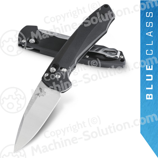 Benchmade 490 Arcane / Amicus AXIS Assisted Flipper 3.25" S90V Satin Plain Blade, Black Aluminum Handles