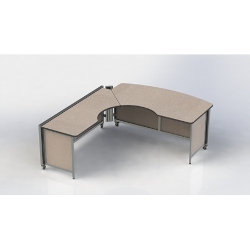 Swiftspace Flip Top Worksurface, Right, Bowed Edge, Social + with No Walls SS2968L2968RFB