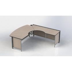 Swiftspace Flip Top Worksurface, Left, Bowed Edge, Social + with No Walls SS2968LFB2968R