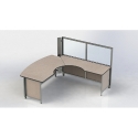 Swiftspace Flip Top Worksurface, Left, Bowed Edge, Solo + with 52" Wall One Side SS2968LFB5268R 