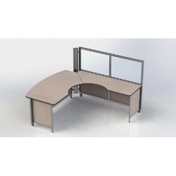 Swiftspace Flip Top Worksurface, Left, Bowed Edge, Solo + with 52" Wall One Side SS2968LFB5268R