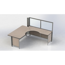 Swiftspace Flip Top Worksurface, Left, Straight Edge, Solo + with 52" Wall One Side SS2968LFS5268R