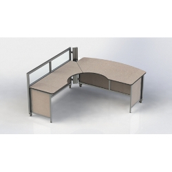 Swiftspace Flip Top Worksurface, Right, Bowed Edge, Solo with 41" Wall One Side SS4168L2968RFB