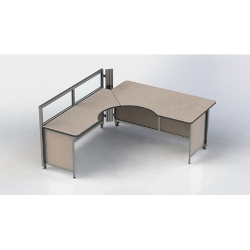 Swiftspace Flip Top Worksurface, Right, Straight Edge, Solo with 41" Wall One Side SS4168L2968RFS 