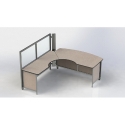 Swiftspace Flip Top Worksurface, Right, Bowed Edge, Solo + with 52" Wall One Side SS5268L2968RFB 