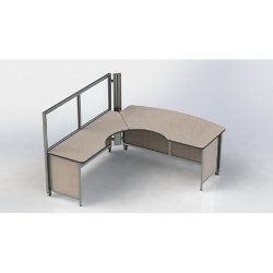 Swiftspace Flip Top Worksurface, Right, Bowed Edge, Solo + with 52" Wall One Side SS5268L2968RFB