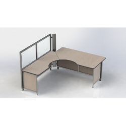 Swiftspace Flip Top Worksurface, Right, Straight Edge, Solo + with 52" Wall One Side SS5268L2968RFS 