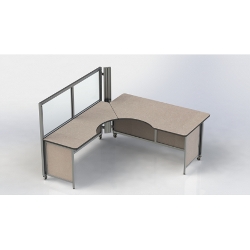 Swiftspace Flip Top Worksurface, Right, Straight Edge, Solo + with 52" Wall One Side SS5268L2968RFS