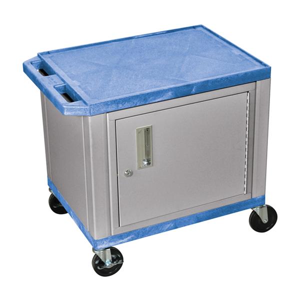H Wilson WT26BUC4E-N Tuffy Blue 2 Shelf AV Cart with Cabinet H Wilson WT26BUC4E-N Tuffy Blue 2 Shelf AV Cart with Cabinet