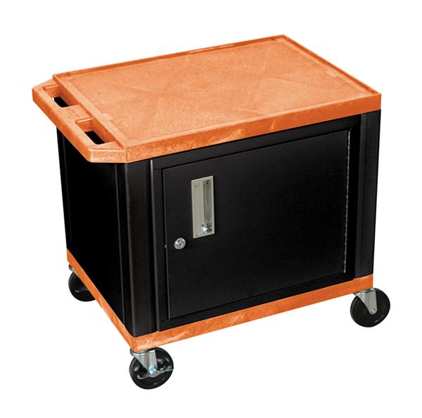 H Wilson WT26ORC2E-B Tuffy Orange 2 Shelf AV Cart with Cabinet H Wilson WT26ORC2E-B Tuffy Orange 2 Shelf AV Cart with Cabinet