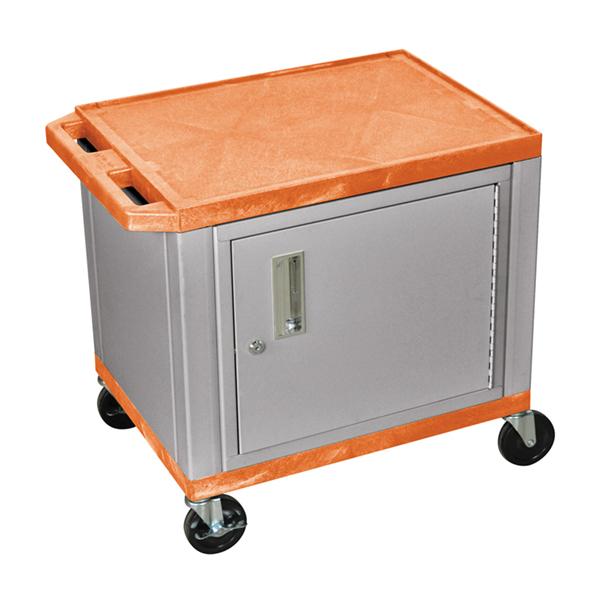H Wilson WT26ORC4E-N Tuffy Orange 2 Shelf AV Cart with Cabinet H Wilson WT26ORC4E-N Tuffy Orange 2 Shelf AV Cart with Cabinet