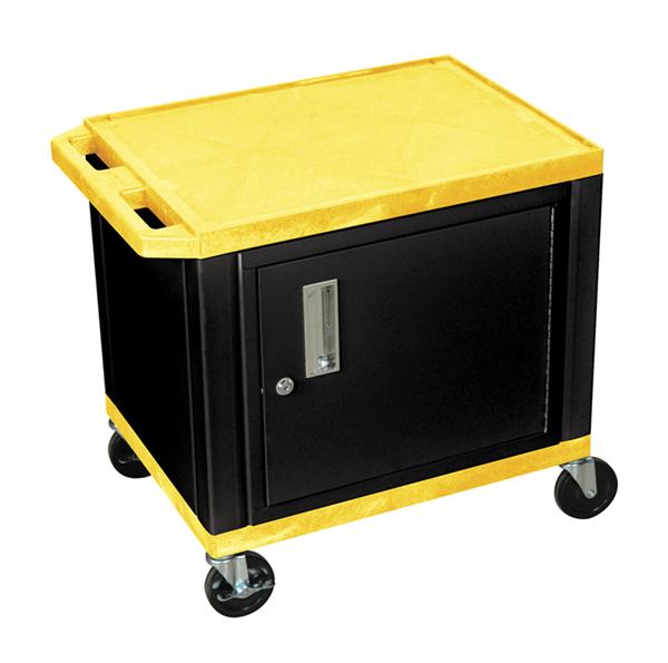 H Wilson WT26YC2E-B Tuffy Yellow 2 Shelf AV Cart with Cabinet H Wilson WT26YC2E-B Tuffy Yellow 2 Shelf AV Cart with Cabinet