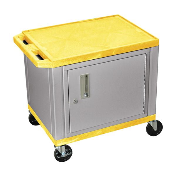 H Wilson WT26YC4E-N Tuffy Yellow 2 Shelf AV Cart with Cabinet H Wilson WT26YC4E-N Tuffy Yellow 2 Shelf AV Cart with Cabinet