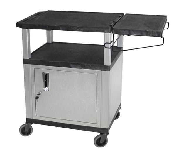 H Wilson WT34CCBR Black Utility Cart with Side Shelf & Gray Cabinet H Wilson WT34CCBR Black Utility Cart with Side Shelf & Gray Cabinet