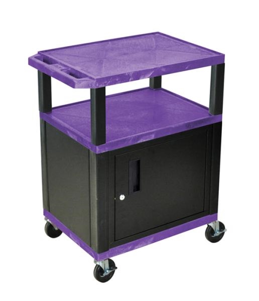 H Wilson WT34PC2E-B Tuffy Purple 3 Shelf AV Cart with Cabinet H Wilson WT34PC2E-B Tuffy Purple 3 Shelf AV Cart with Cabinet