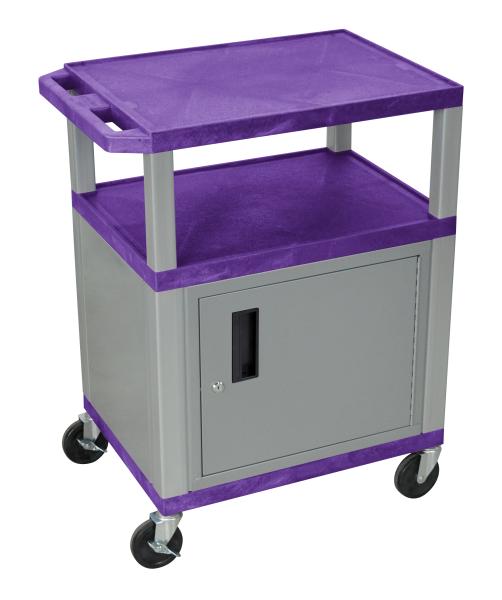 H Wilson WT34PC4E-N Tuffy Purple 3 Shelf AV Cart with Cabinet H Wilson WT34PC4E-N Tuffy Purple 3 Shelf AV Cart with Cabinet