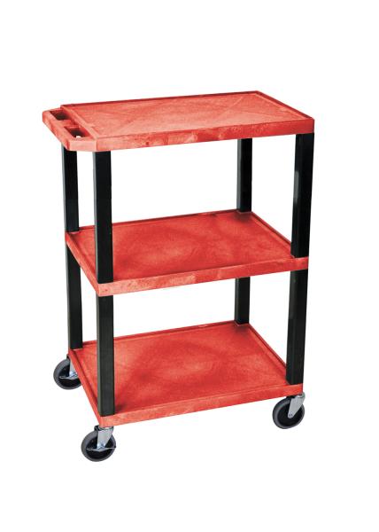 H Wilson WT34RS Red 3 Shelf Specialty Utility Cart H Wilson WT34RS Red 3 Shelf Specialty Utility Cart