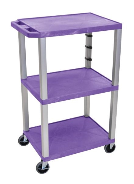 H Wilson WT42PE-N Purple Tuffy 3 Shelf 42" AV Cart  H Wilson WT42PE-N Purple Tuffy 3 Shelf 42" AV Cart 
