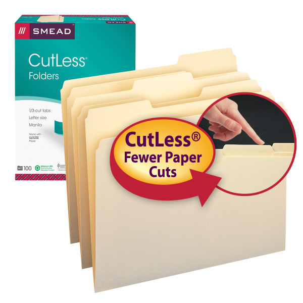 Smead 10341 CutLess Folders (Bundle: 5 BX) Fastener Folders