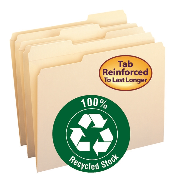 Smead 10347 100% Recycled Folders with Reinforced Tab Hanging Frames