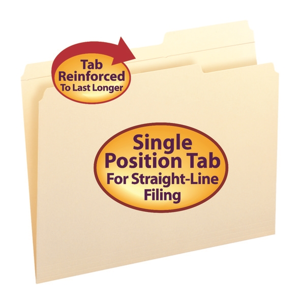 Smead 10386 Manila Folders with Reinforced Tab (Bundle: 5 BX) Two Pocket Folder