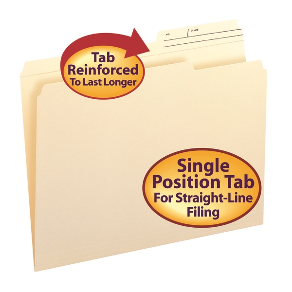 Smead 10388 Manila Folders with Reinforced Tab File Labels
