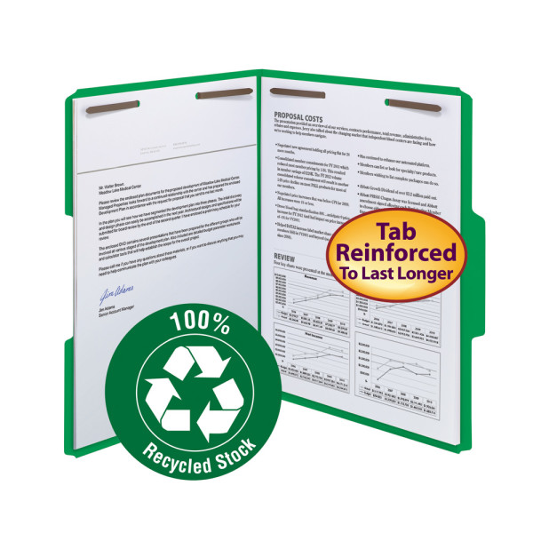 Smead 12141 100% Recycled Colored Fastener Folders File Labels