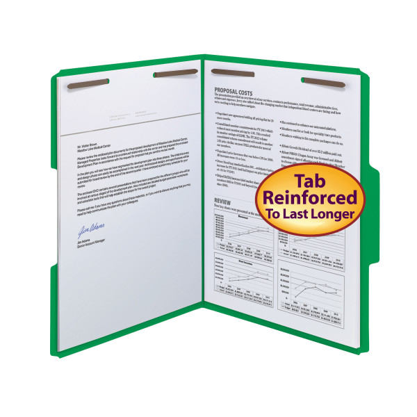 Smead 12142 WaterShedCutLess Fastener Folders (Bundle: 5 BX) Two Pocket Folder