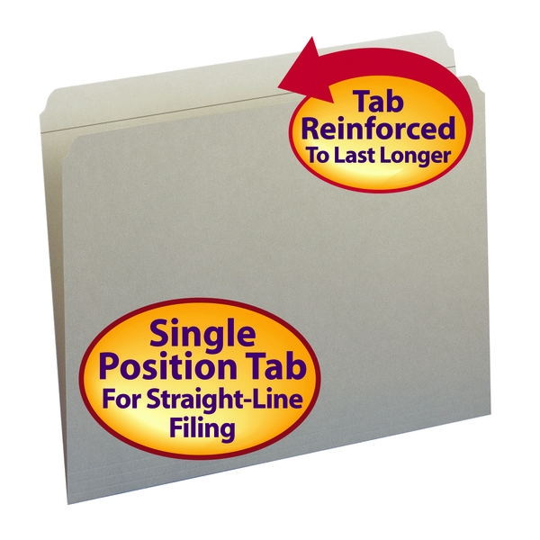 Smead 12310 Colored Folders with Reinforced Tab Classification Folders