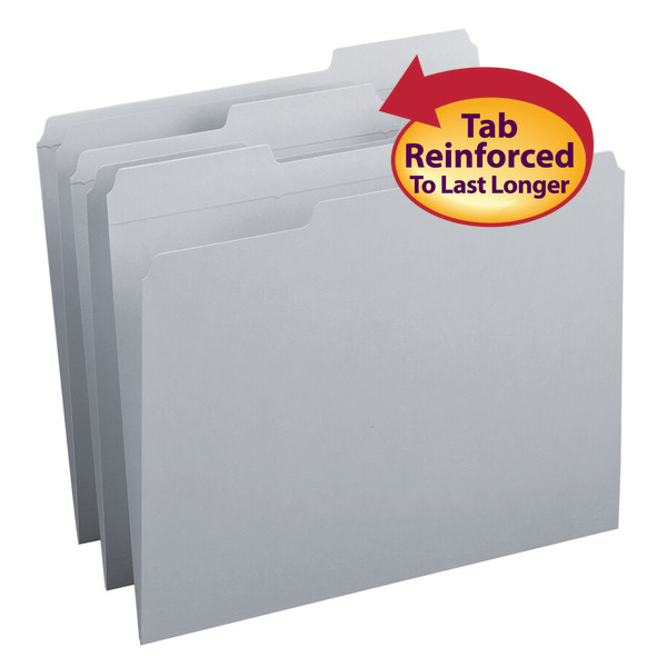 Smead 12334 Colored Folders with Reinforced Tab (Bundle: 5 BX) Fastener Folders
